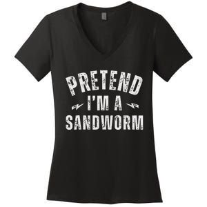 Funny Lazy Costume Last Minute Pretend IM A Sandworm Women's V-Neck T-Shirt