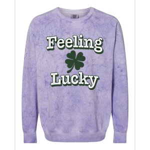 Feeling Lucky Clover Graphic Gift Colorblast Crewneck Sweatshirt