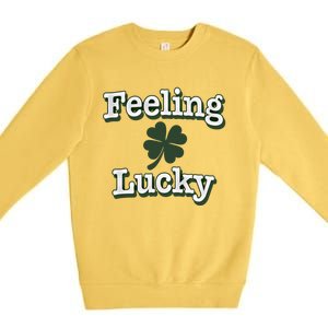 Feeling Lucky Clover Graphic Gift Premium Crewneck Sweatshirt