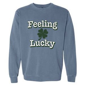 Feeling Lucky Clover Graphic Gift Garment-Dyed Sweatshirt