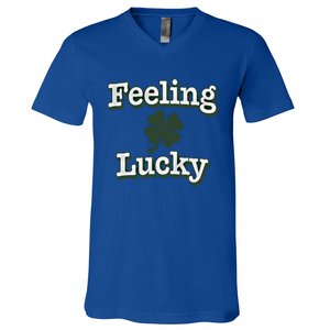 Feeling Lucky Clover Graphic Gift V-Neck T-Shirt