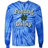 Feeling Lucky Clover Graphic Gift Tie-Dye Long Sleeve Shirt