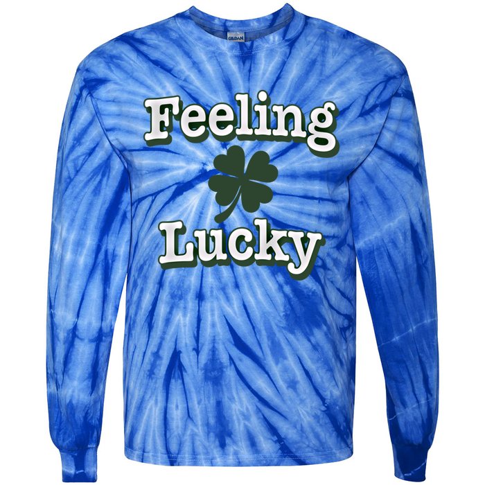 Feeling Lucky Clover Graphic Gift Tie-Dye Long Sleeve Shirt