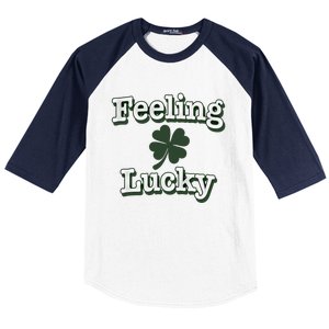 Feeling Lucky Clover Graphic Gift Baseball Sleeve Shirt