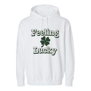 Feeling Lucky Clover Graphic Gift Garment-Dyed Fleece Hoodie