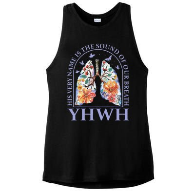 Floral Lung Christian Our Very Breath Speaks His Name Yhwh Ladies PosiCharge Tri-Blend Wicking Tank