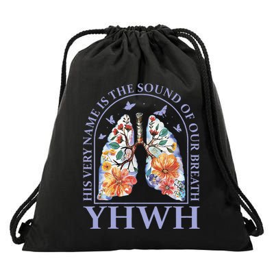 Floral Lung Christian Our Very Breath Speaks His Name Yhwh Drawstring Bag