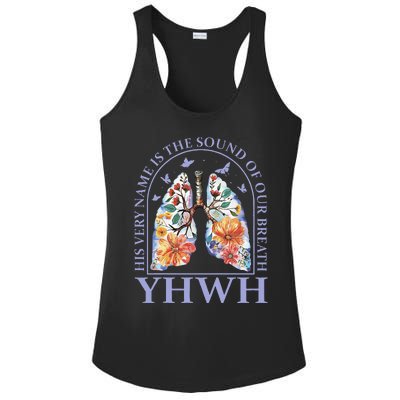 Floral Lung Christian Our Very Breath Speaks His Name Yhwh Ladies PosiCharge Competitor Racerback Tank