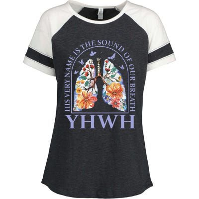 Floral Lung Christian Our Very Breath Speaks His Name Yhwh Enza Ladies Jersey Colorblock Tee