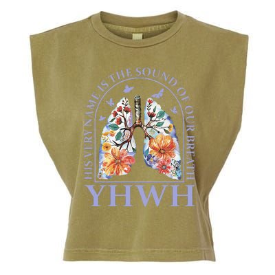 Floral Lung Christian Our Very Breath Speaks His Name Yhwh Garment-Dyed Women's Muscle Tee