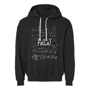 Fa (La)8 Christmas Santa Fa La Math Teacher Chalkboard Xmas Garment-Dyed Fleece Hoodie