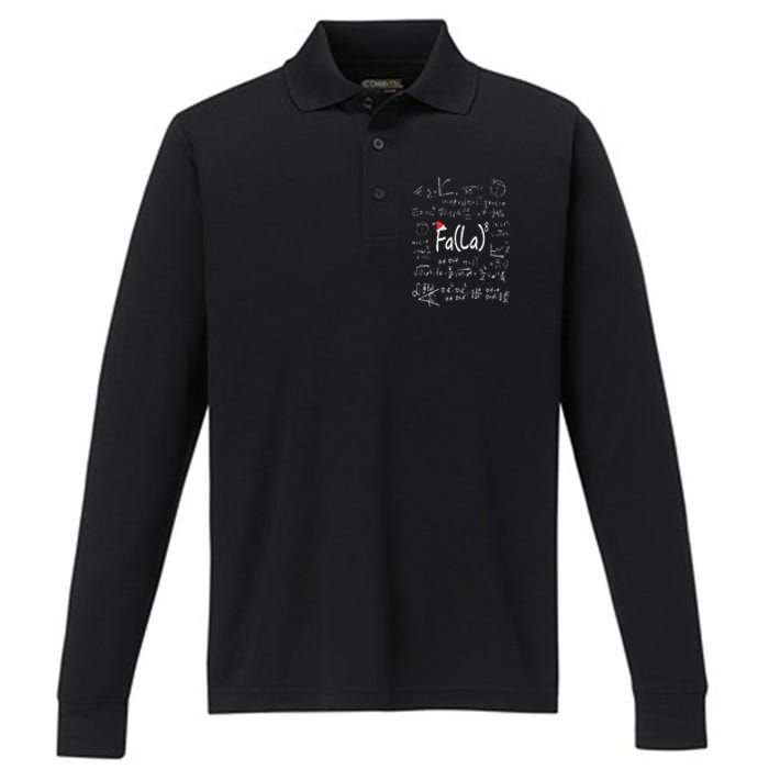 Fa (La)8 Christmas Santa Fa La Math Teacher Chalkboard Xmas Performance Long Sleeve Polo