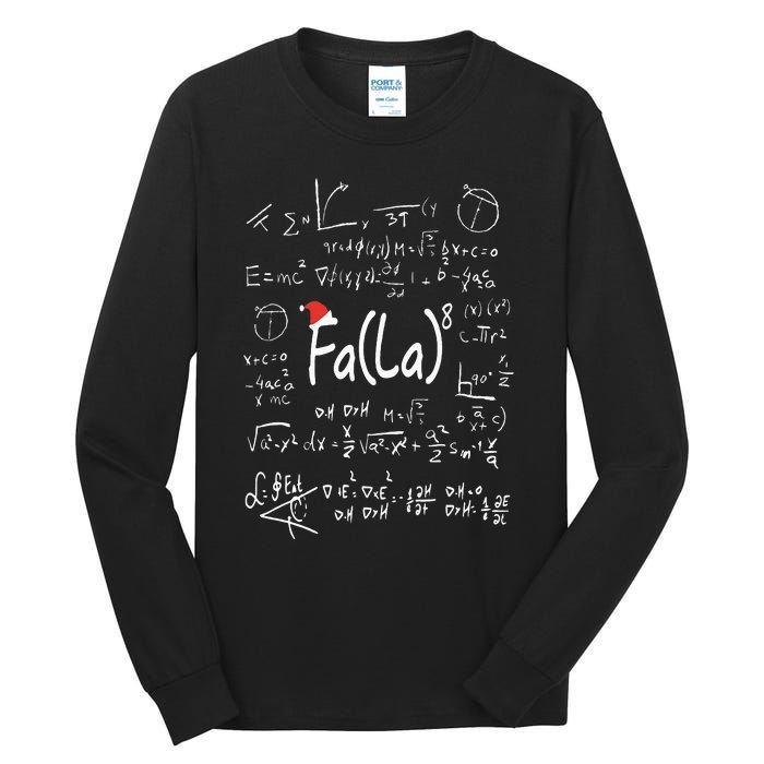 Fa (La)8 Christmas Santa Fa La Math Teacher Chalkboard Xmas Tall Long Sleeve T-Shirt