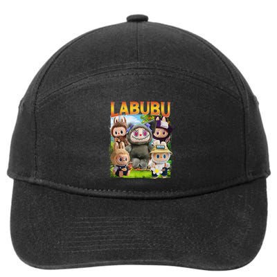 Funny Labubu Cute Labubu The Monsters Meme Vintage 7-Panel Snapback Hat