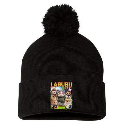 Funny Labubu Cute Labubu The Monsters Meme Vintage Pom Pom 12in Knit Beanie
