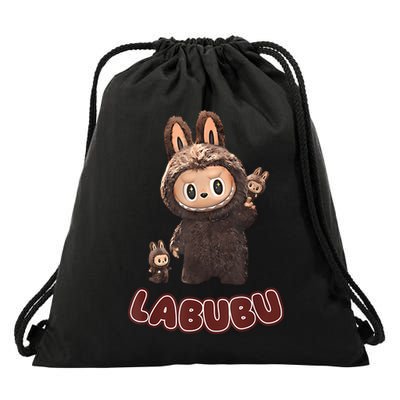 Funny Labubu Cute Labubu The Monsters Brown Meme Drawstring Bag