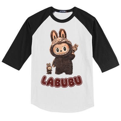 Funny Labubu Cute Labubu The Monsters Brown Meme Kids Colorblock Raglan Jersey