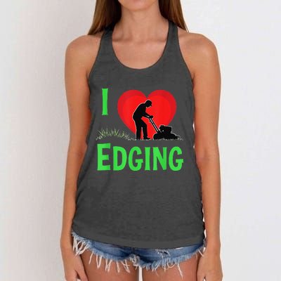 Funny Lawn Care I Love Edging Gardening Enthusiast Women's Knotted Racerback Tank