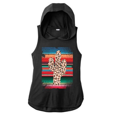 Funny Leopard Cactus Shirt Serape Cactus Plants Lovers Ladies PosiCharge Tri-Blend Wicking Draft Hoodie Tank