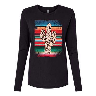 Funny Leopard Cactus Shirt Serape Cactus Plants Lovers Womens Cotton Relaxed Long Sleeve T-Shirt