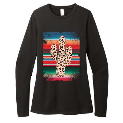 Funny Leopard Cactus Shirt Serape Cactus Plants Lovers Womens CVC Long Sleeve Shirt