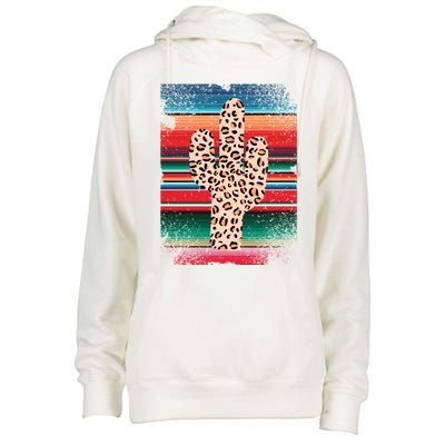 Funny Leopard Cactus Shirt Serape Cactus Plants Lovers Womens Funnel Neck Pullover Hood