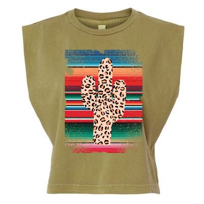 Funny Leopard Cactus Shirt Serape Cactus Plants Lovers Garment-Dyed Women's Muscle Tee