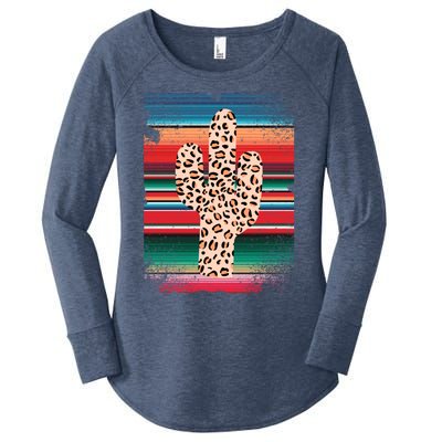 Funny Leopard Cactus Shirt Serape Cactus Plants Lovers Women's Perfect Tri Tunic Long Sleeve Shirt