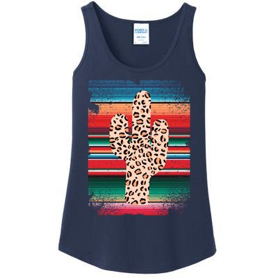 Funny Leopard Cactus Shirt Serape Cactus Plants Lovers Ladies Essential Tank