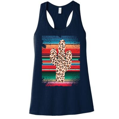 Funny Leopard Cactus Shirt Serape Cactus Plants Lovers Women's Racerback Tank