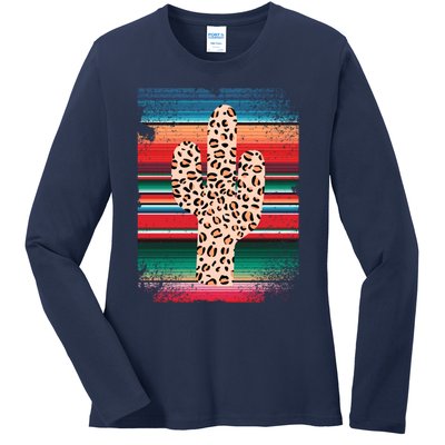 Funny Leopard Cactus Shirt Serape Cactus Plants Lovers Ladies Long Sleeve Shirt