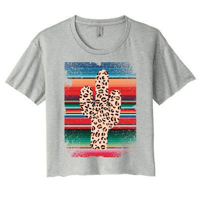 Funny Leopard Cactus Shirt Serape Cactus Plants Lovers Women's Crop Top Tee