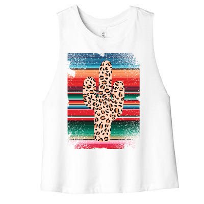 Funny Leopard Cactus Shirt Serape Cactus Plants Lovers Women's Racerback Cropped Tank