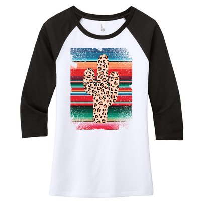 Funny Leopard Cactus Shirt Serape Cactus Plants Lovers Women's Tri-Blend 3/4-Sleeve Raglan Shirt