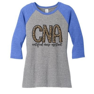 Funny Leopard Cna Happy Certified Nurse Assistant Week Funny Gift Women's Tri-Blend 3/4-Sleeve Raglan Shirt