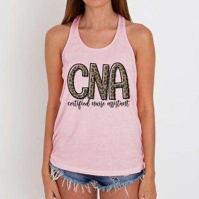 Funny Leopard Cna Happy Certified Nurse Assistant Week Funny Gift Women's Knotted Racerback Tank