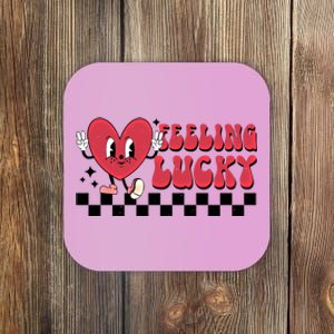 Feeling Lucky Cute Heart Funny Valentine's Day Great Gift Coaster