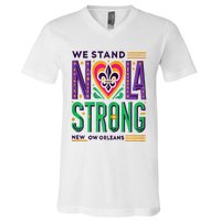 Funny Louisiana Culture T Vintag We Stand Nola Strong V-Neck T-Shirt