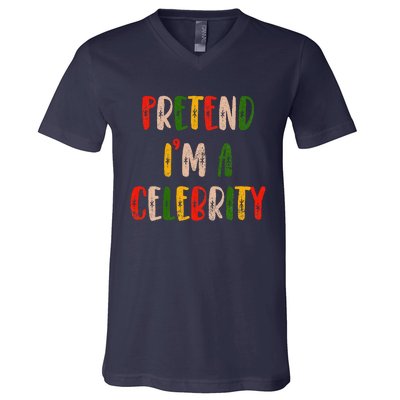 Funny Lazy Christmas Costume Pretend IM A Celebrity V-Neck T-Shirt