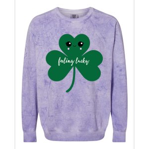 Feeling Lucky Cute Shamrock St Patrick's Day Irish Party Cute Gift Colorblast Crewneck Sweatshirt