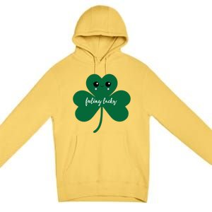 Feeling Lucky Cute Shamrock St Patrick's Day Irish Party Cute Gift Premium Pullover Hoodie