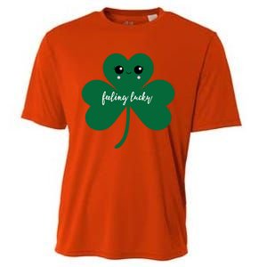 Feeling Lucky Cute Shamrock St Patrick's Day Irish Party Cute Gift Cooling Performance Crew T-Shirt