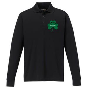 Feeling Lucky Cute Shamrock St Patrick's Day Irish Party Cute Gift Performance Long Sleeve Polo