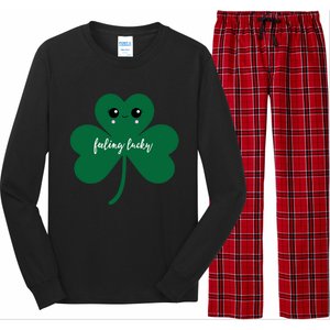 Feeling Lucky Cute Shamrock St Patrick's Day Irish Party Cute Gift Long Sleeve Pajama Set