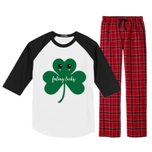 Feeling Lucky Cute Shamrock St Patrick's Day Irish Party Cute Gift Raglan Sleeve Pajama Set