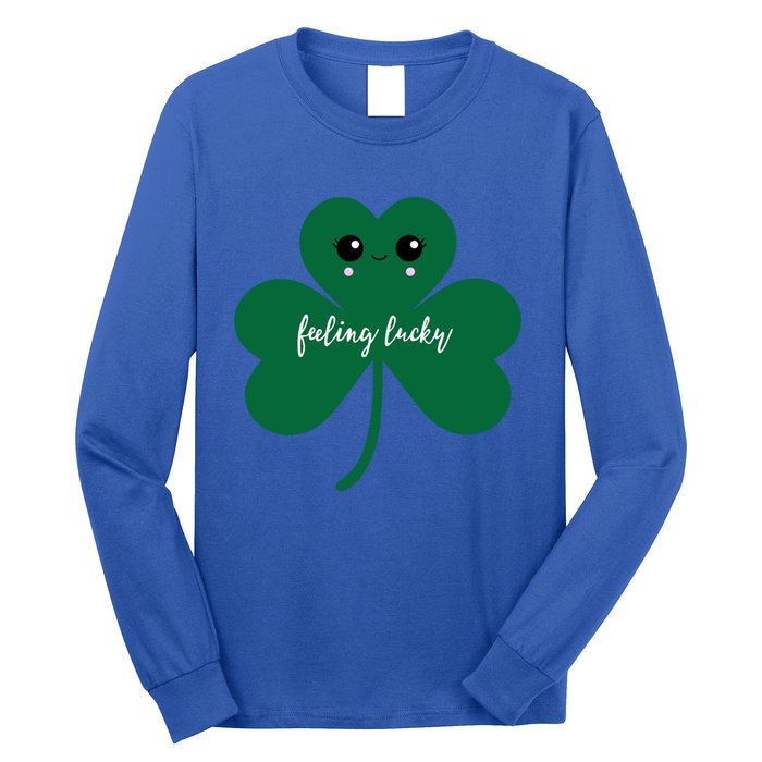 Feeling Lucky Cute Shamrock St Patrick's Day Irish Party Cute Gift Long Sleeve Shirt