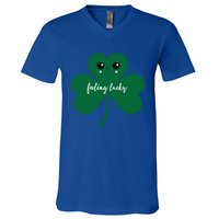 Feeling Lucky Cute Shamrock St Patrick's Day Irish Party Cute Gift V-Neck T-Shirt