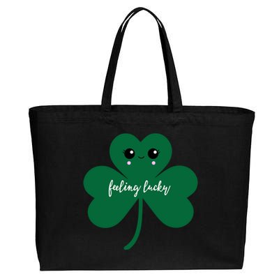 Feeling Lucky Cute Shamrock St Patrick's Day Irish Party Cute Gift Cotton Canvas Jumbo Tote