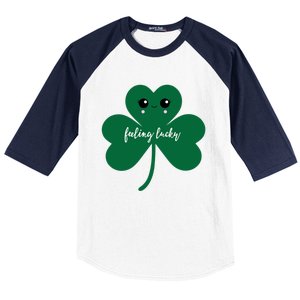 Feeling Lucky Cute Shamrock St Patrick's Day Irish Party Cute Gift Baseball Sleeve Shirt