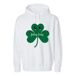 Feeling Lucky Cute Shamrock St Patrick's Day Irish Party Cute Gift Garment-Dyed Fleece Hoodie